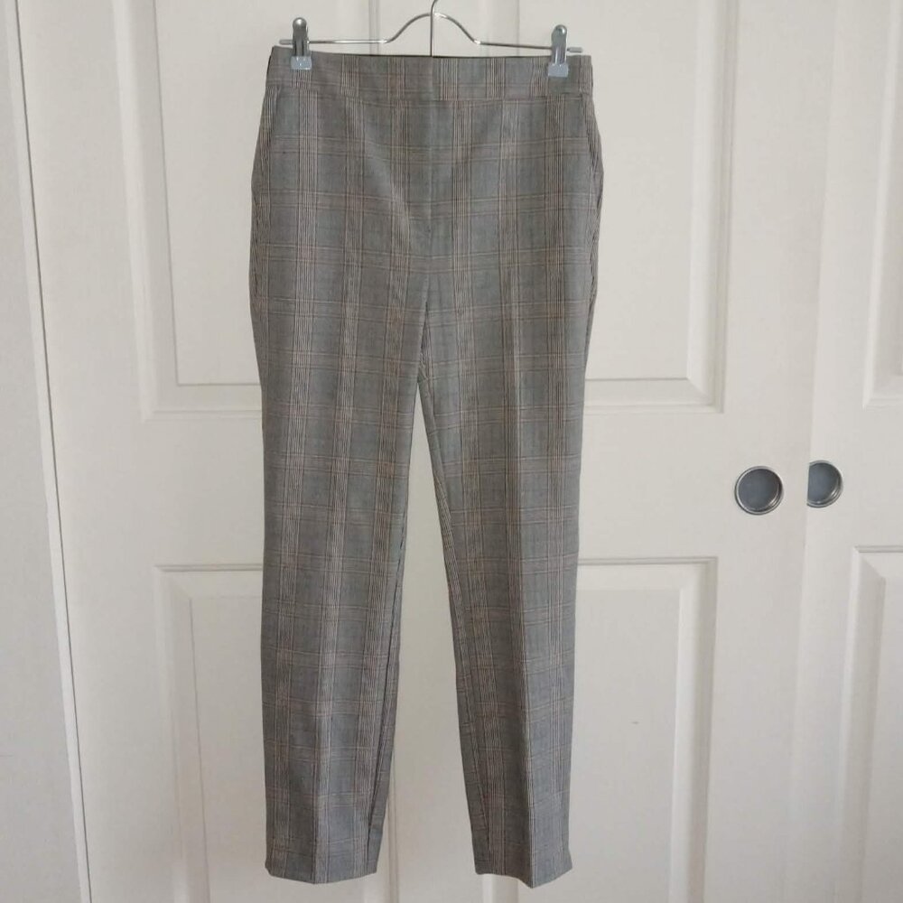 ZARA Jogger Waist Plaid Tapered Trousers